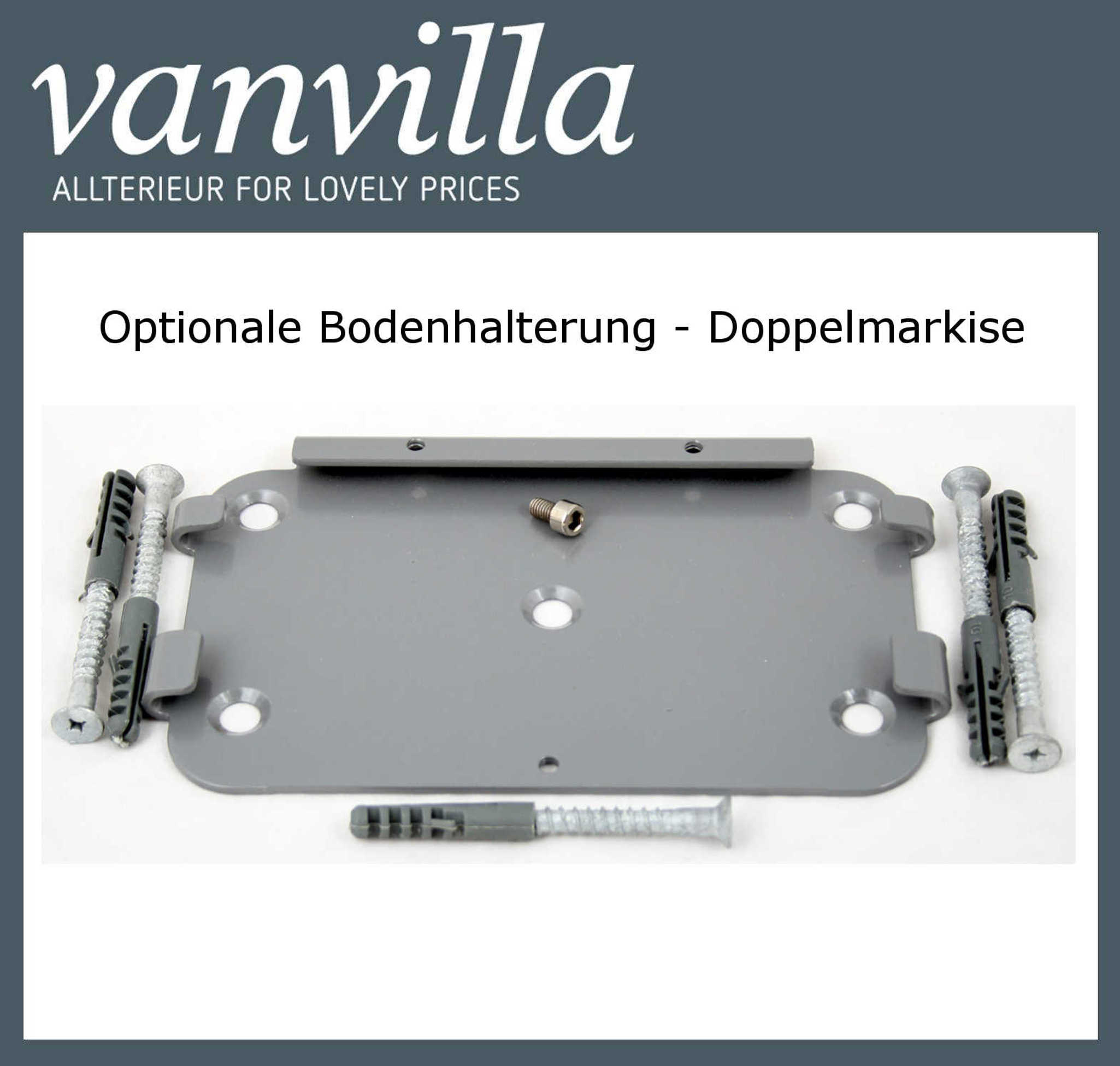vanvilla Bodenhalterung für Doppelmarkise (Kassette) Nur für Modell Silber