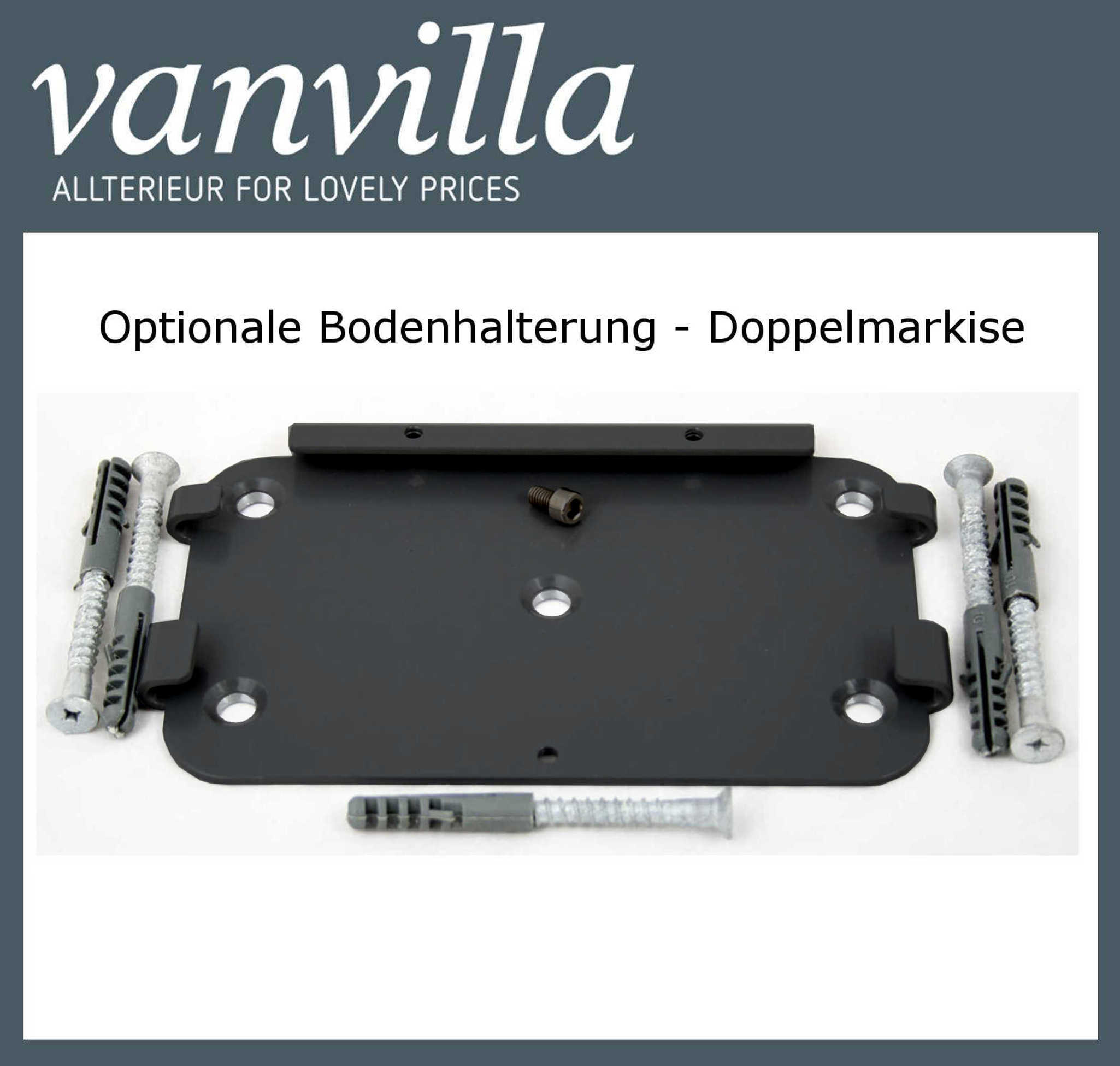 vanvilla Bodenhalterung für Doppelmarkise (Kassette) Nur für Modell Anthrazit RAL 7016