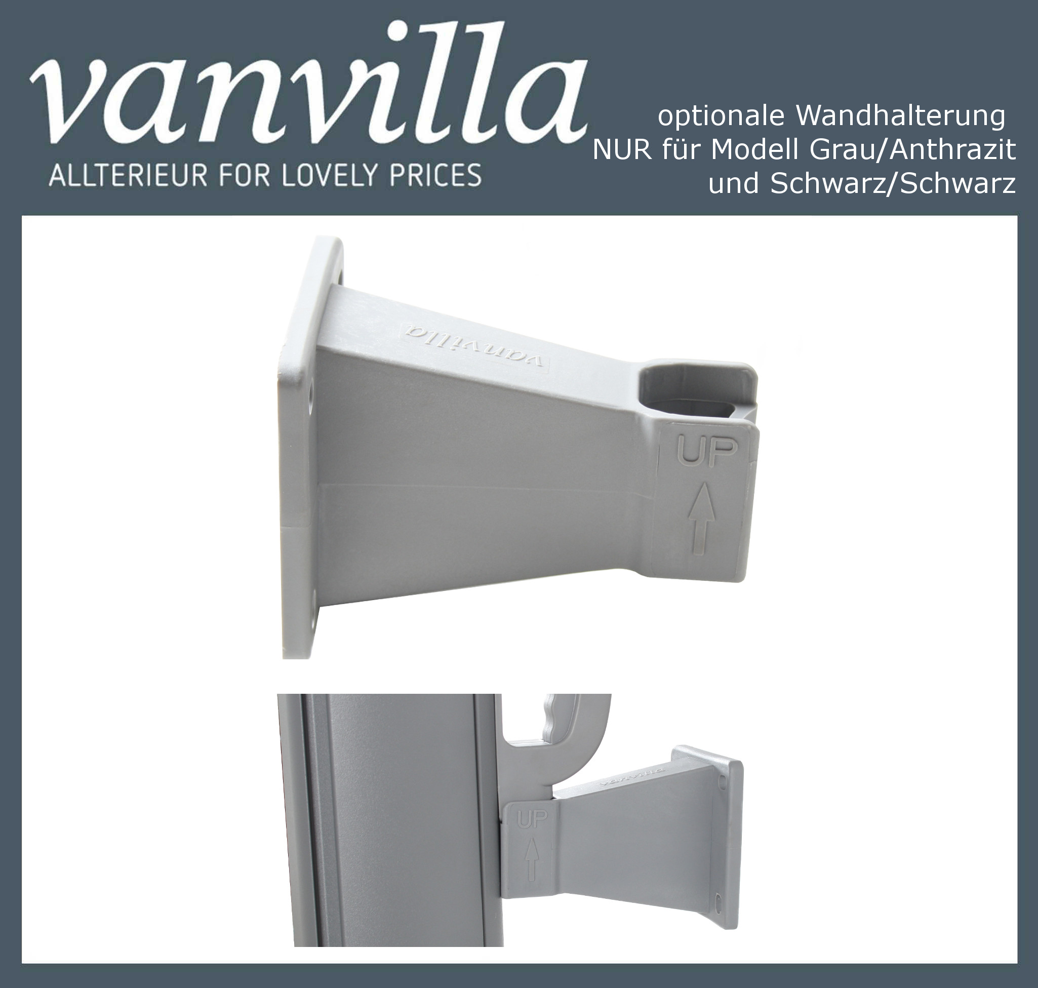 vanvilla Auszugsfixierung für Markise Modell Grau/Anthrazit/Beige & Schwarz/Schwarz