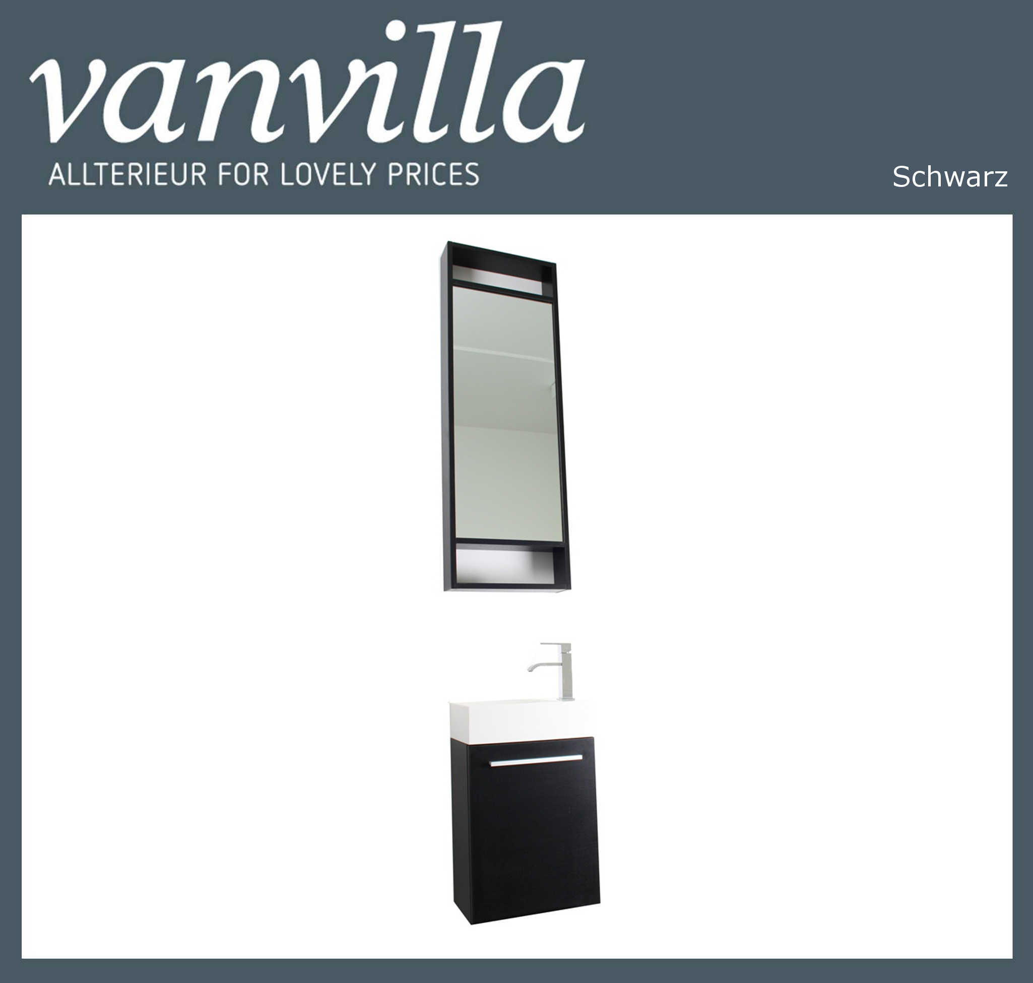 vanvilla Gäste-WC Badmöbel Waschtisch Spiegel gross Set versch. Farben