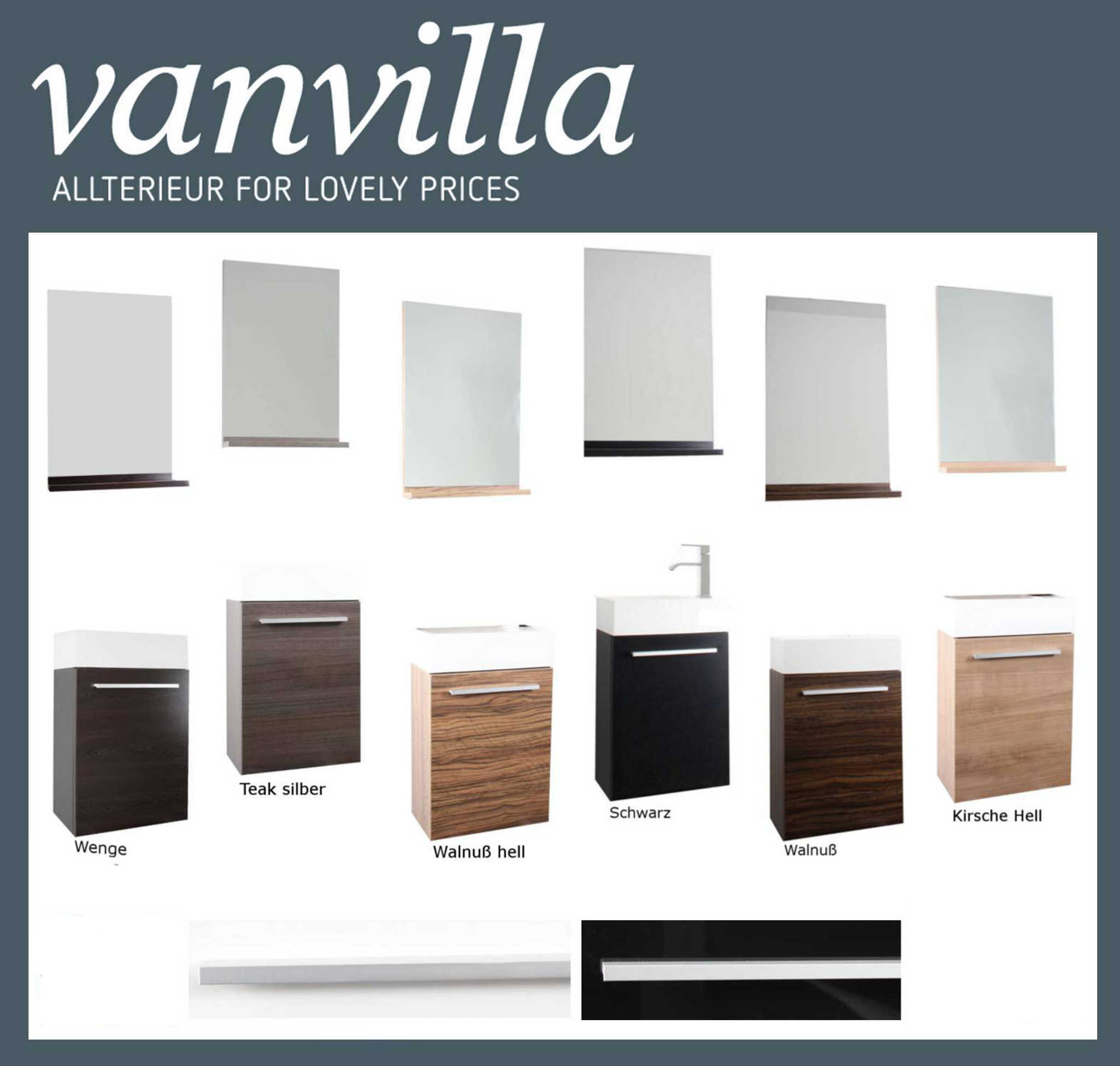 Badmöbel Gäste-WC Waschtisch Spiegel Set 6 Farben Handwaschbecken | eBay