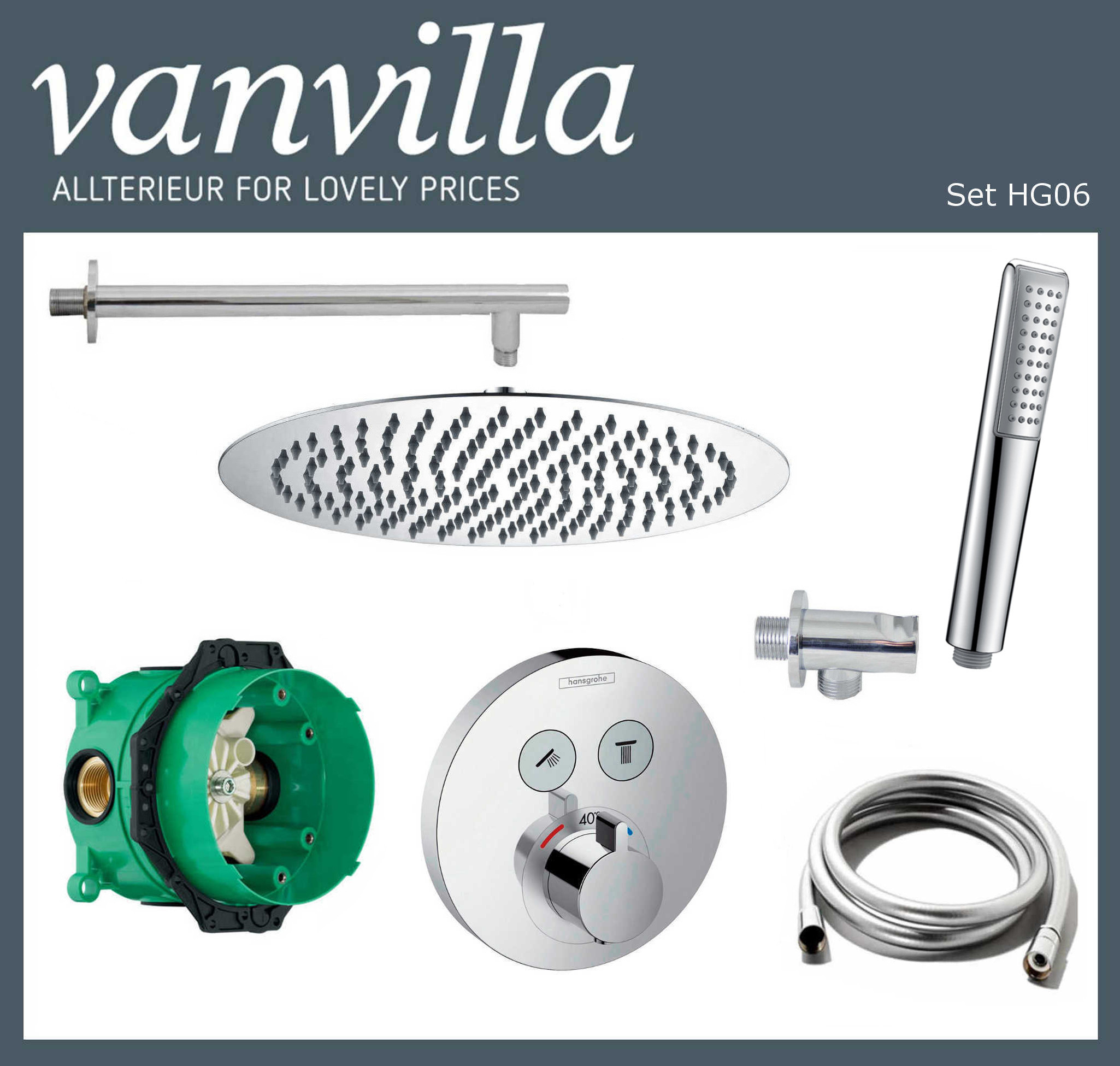 Details About Vanvilla Shower Set Rain Shower With Shower Fittings Hansgrohe Flush Polished Show Original Title
