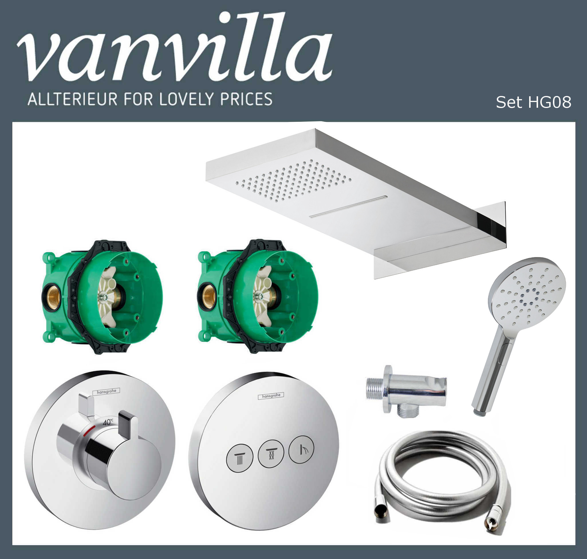 Details About Vanvilla Shower Set Rain Shower With Shower Fittings Hansgrohe Flush Polished Show Original Title